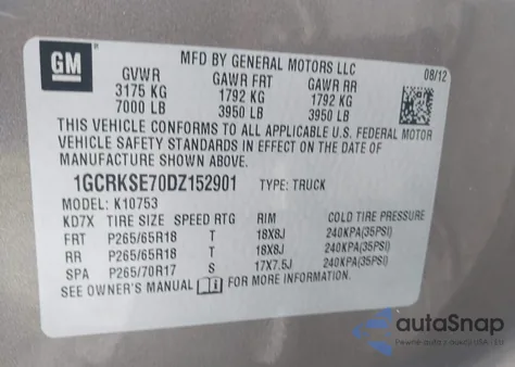 2013 Chevrolet Silverado 1500 Lt from USA, damaged, VIN 1GCRKSE70DZ152901